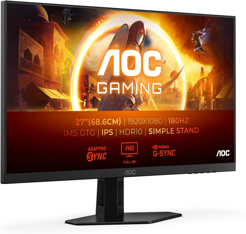 AOC Gaming 27G4XED - 27 Zoll Full HD Monitor, 180 Hz, 1 ms, FreeSync Prem., G-Sync comp., HDR10 (192