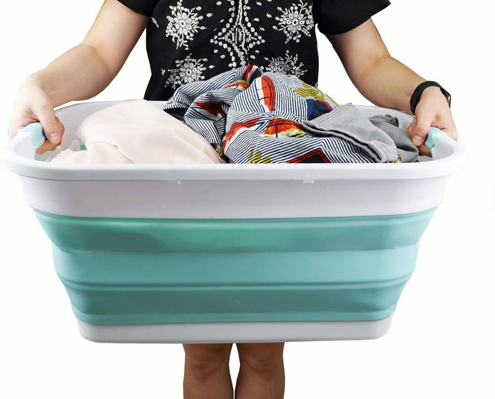 SAMMART 41L Collapsible Plastic Laundry Basket - Foldable Pop Up Storage Container/Organizer - Porta