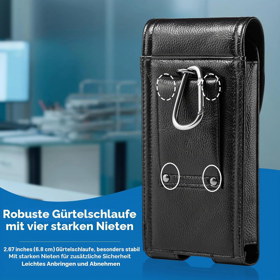 Hengwin Echtes Leder Handy Holster, Gürteltasche mit Gürtelclip für iPhone 14 Plus, 14 Pro Max, 13 P