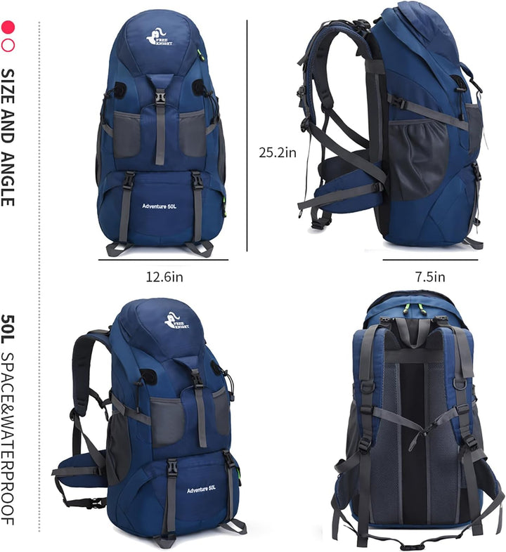 Bseash 50L Leichter wasserfester Wanderrucksack, Outdoor Sport Tagesrucksack Multifunktions Reisetas
