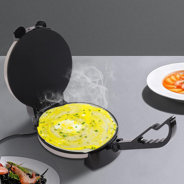 Roti Maker,1800W Elektrische Edelstahl Doppelseitige Heizung Tortilla Make,MAX Temperatur 200 °C ，An