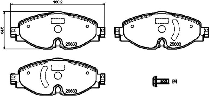 HELLA PAGID 8DB 355 023-171 Bremsbelagsatz - T2502 - Dicke/Stärke: 20.3mm - Bremssystem: TRW - für V