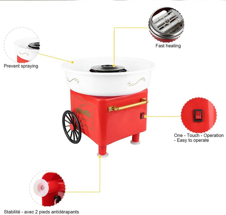 500W Zuckerwattemaschine, Mini Home DIY Süssigkeitenmaschine, 220V Zuckerwattegerät, mit 10 Zuckerwa