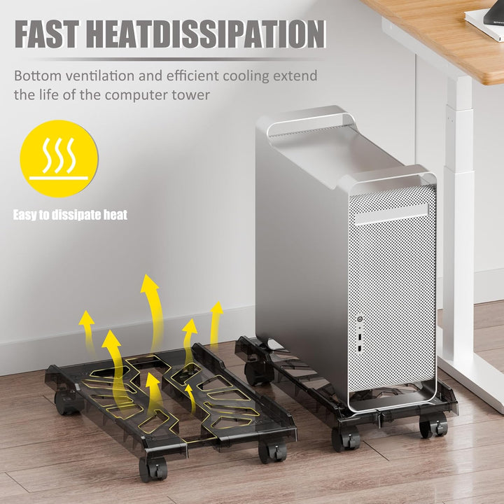 Hmseng PC Ständer für PC-Tower, Mobiler Computer Desktop Ständer, Universal Verstellbare CPU Ständer