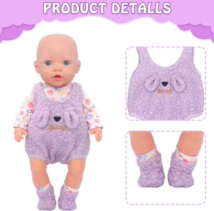 3 Komplette Outfits Puppenkleidung Puppen Set für 35-45 cm und 14-18 Zoll Puppen Enthält Strampler,