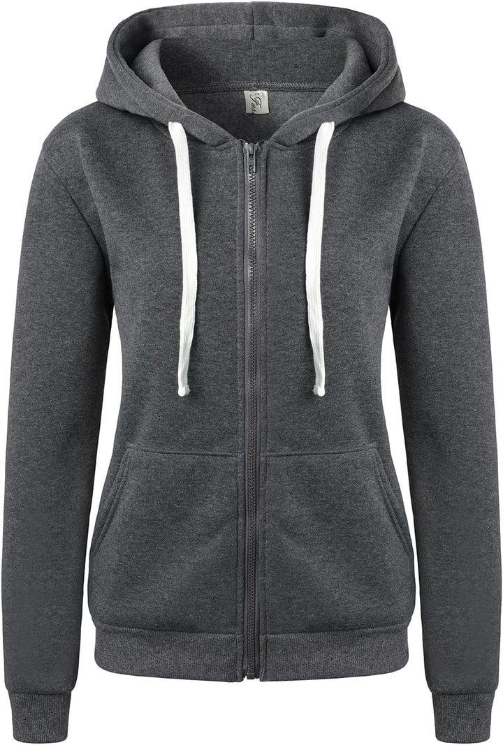 JENJON Damen Sweatjacke mit Reissverschluss Casual Hoodie Kapuzen Jacke Doppellagigem Stoff für Herb