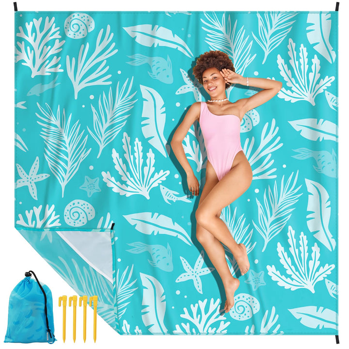 Stranddecke sandfrei 210x200cm, Picknickdecke wasserdicht bequemes 210D-Nylon, Faltbar Strandmatte S