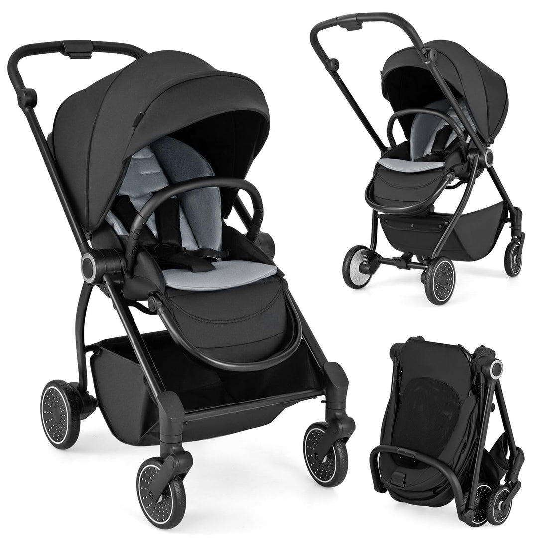 COSTWAY Kinderwagen faltbar mit umkehrbarem Sitz, Reisebuggy mit verstellbarer Rückenlehne, Griff, S