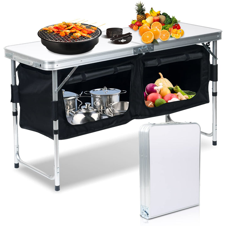 Campingküche Kompakte Outdoor-Küche, Spritzschutz & Staufächer Campingschrank Reiseküche, Ideal für