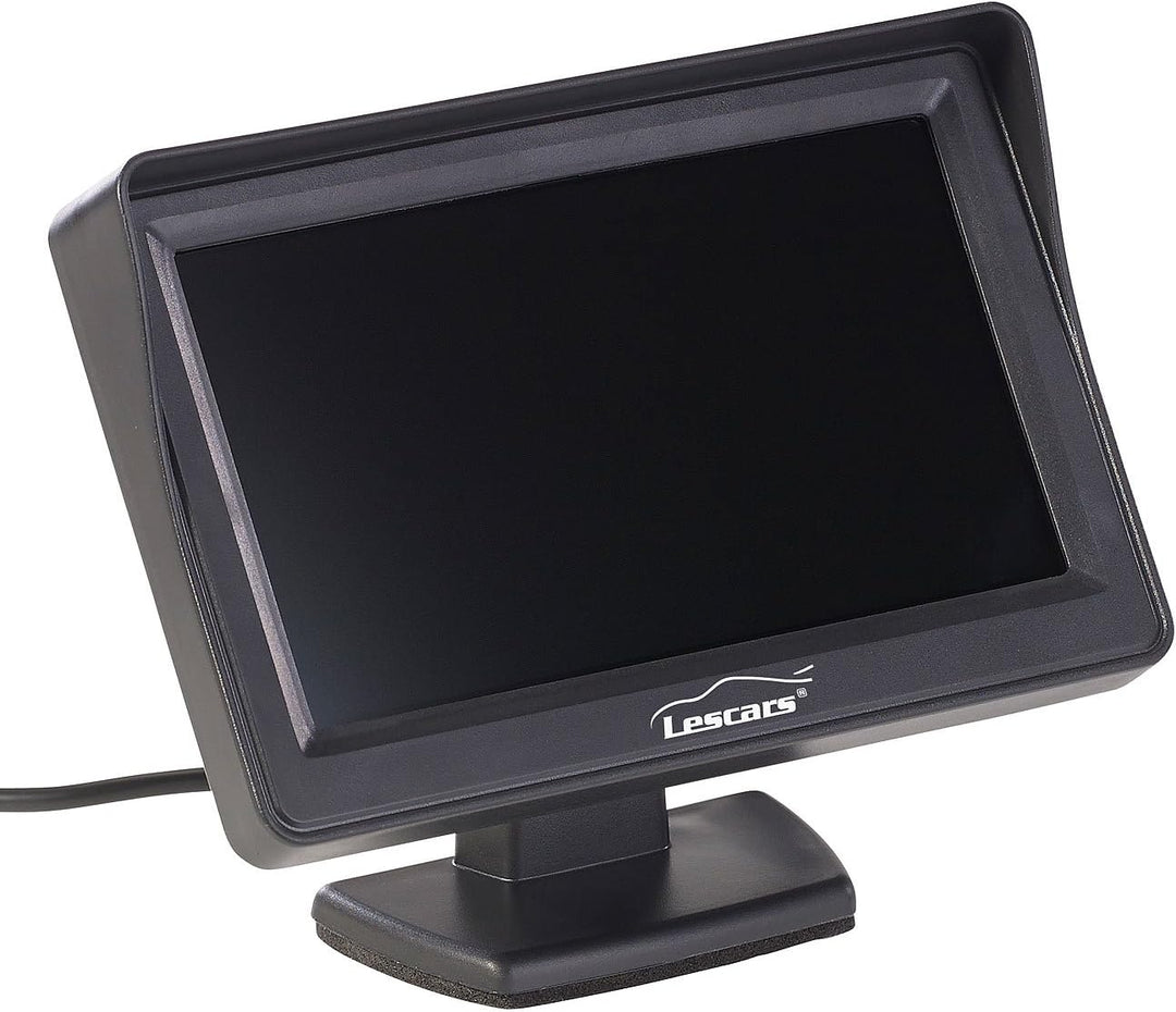 Lescars Rückfahrmonitor: Kfz-Monitor für Rückfahr- &amp; Front-Kamera, 2X Video-Cinch, 10,9 cm/4,3" (Dis