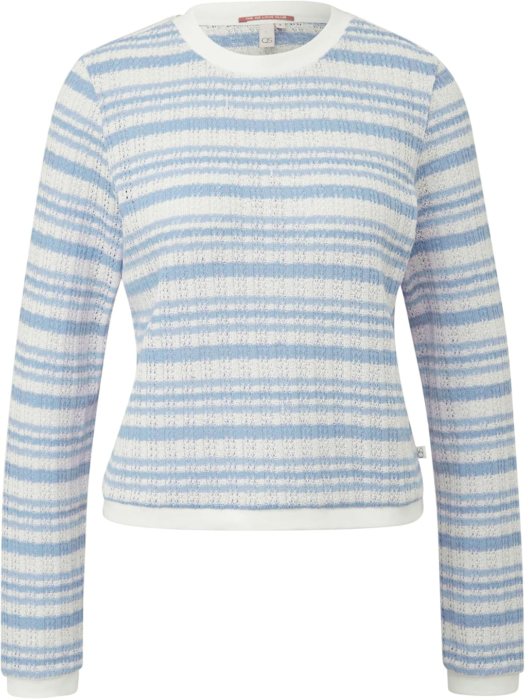 QS Damen Longsleeve mit Ajourmuster T-Shirt Langarm mit Ajourmuster XS 51g0_hellblau, XS 51g0_hellbl