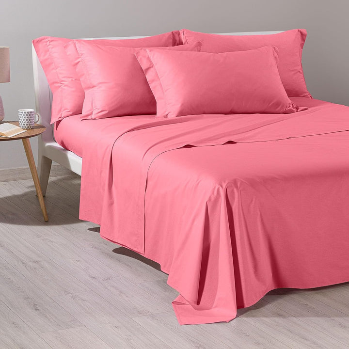Caleffi Baumwolle, einfarbig, Bettwäsche, Koralle, Doppelbett 160 x 190 cm Koralle, 160 x 190 cm Kor