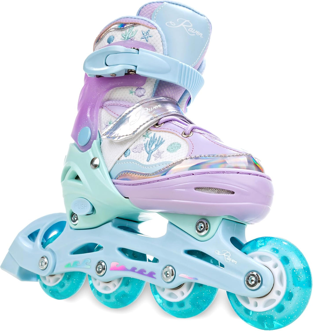 RAVEN Inline Skates Inliner für Kinder Mädchen verstellbar mit LED Leuchtrad, 30-33 (18,5cm-20,5cm)