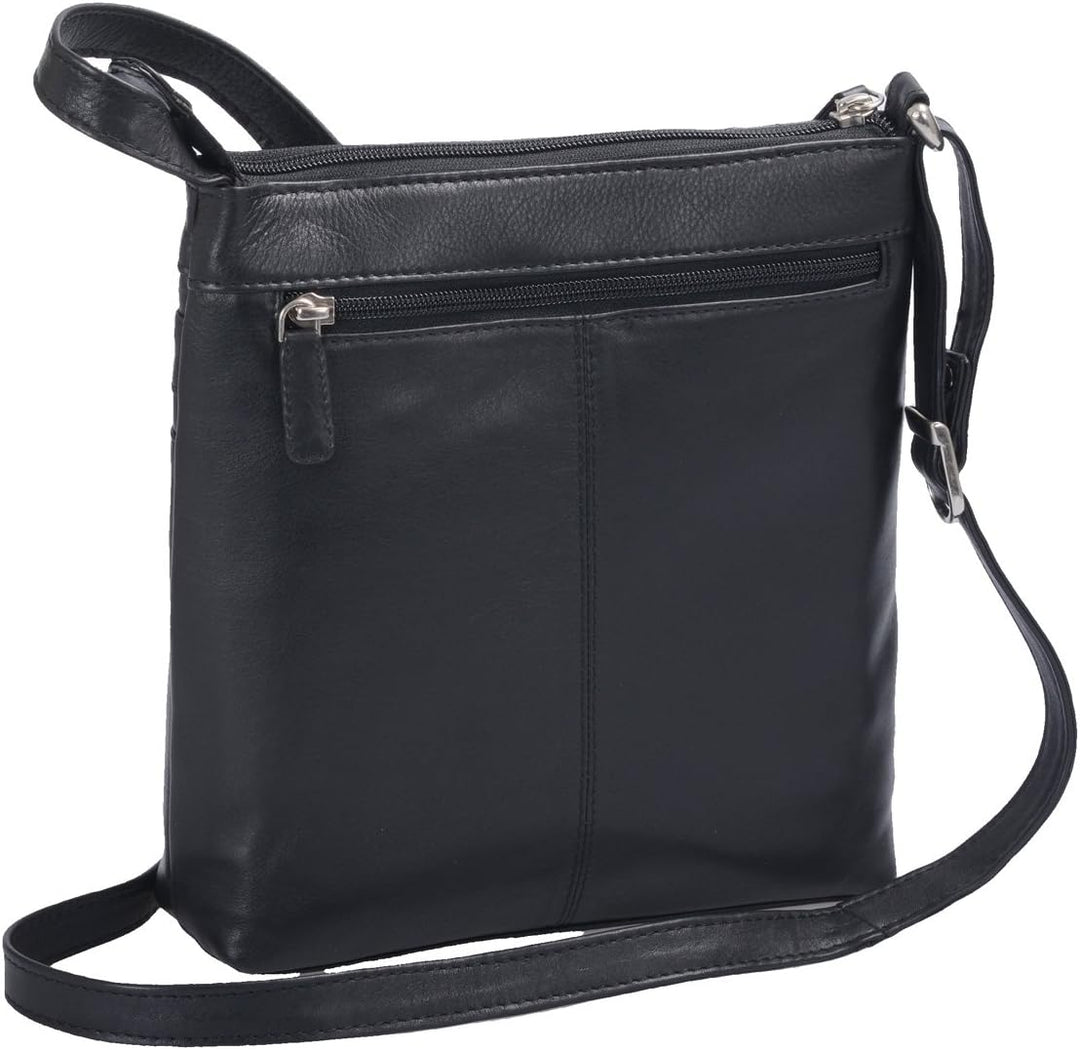 LOUANA Tasche Echt-Leder, 25x22x5,5cm Schwarz, Schwarz
