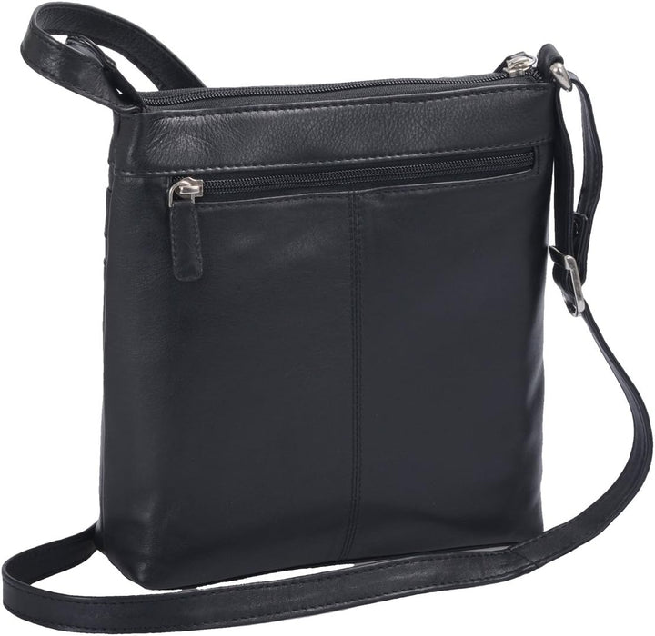 LOUANA Tasche Echt-Leder, 25x22x5,5cm Schwarz, Schwarz