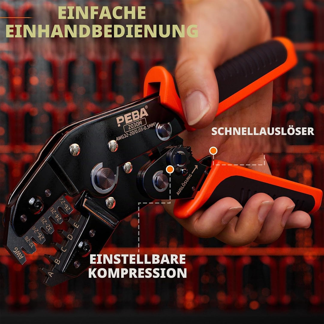 PEBA JST PH 2.0 Crimpzange,JST Crimper 0,03-0,5mm²/AWG32-20 mit 24 Stile JST-PH 2.0mm Steckverbinder