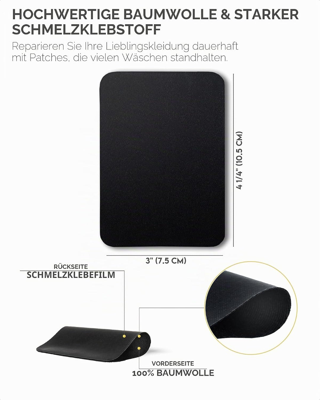 ZEFFFKA 2PACK Kleider-Flicken zum Aufbügeln für Innen und Aussen Stärkster Kleber 100% Baumwolle sch