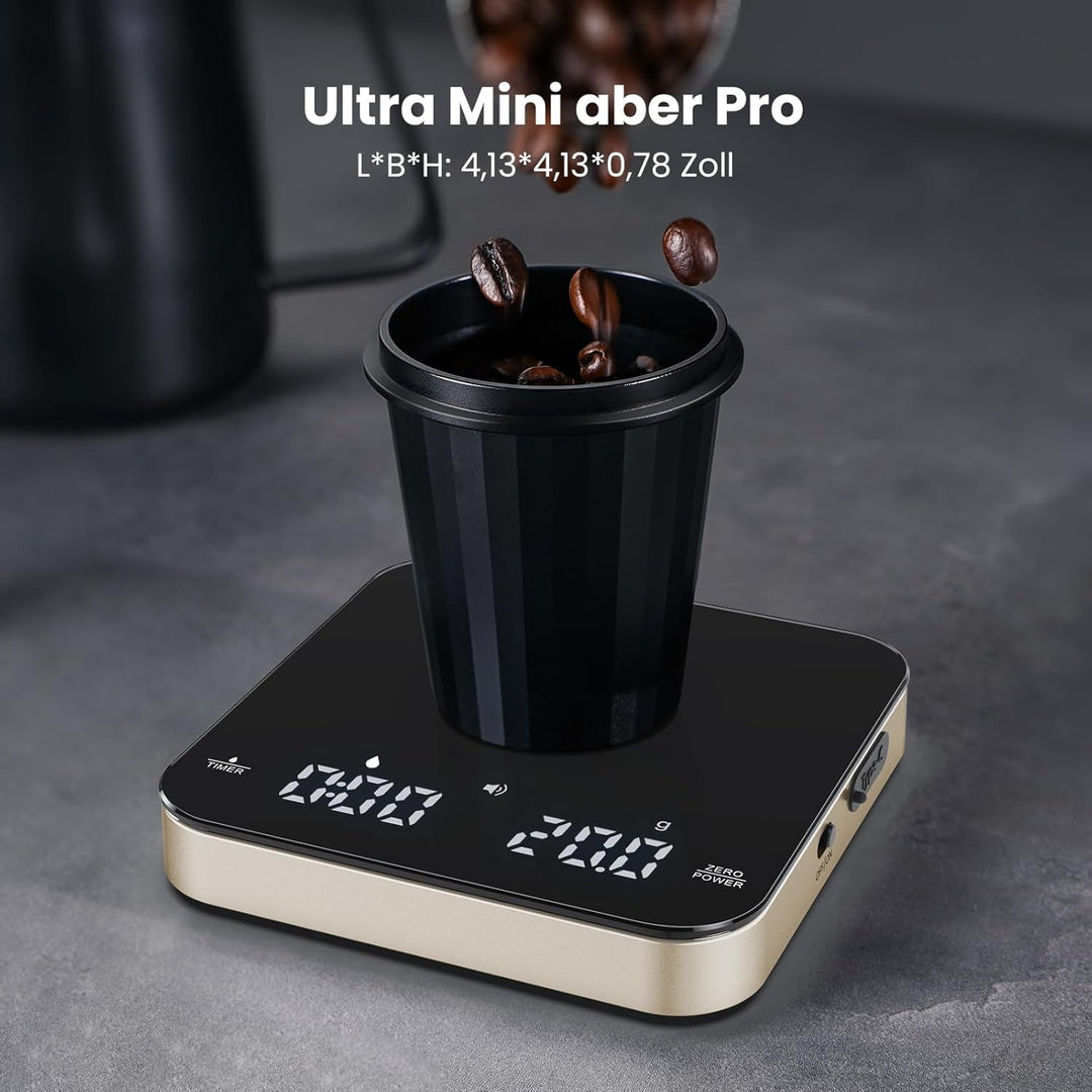 Maestri House Mini-Kaffeewaage mit Timer, Wiederaufladbare Espresso Waage, Präzise 2kg/0,1g Waage fü