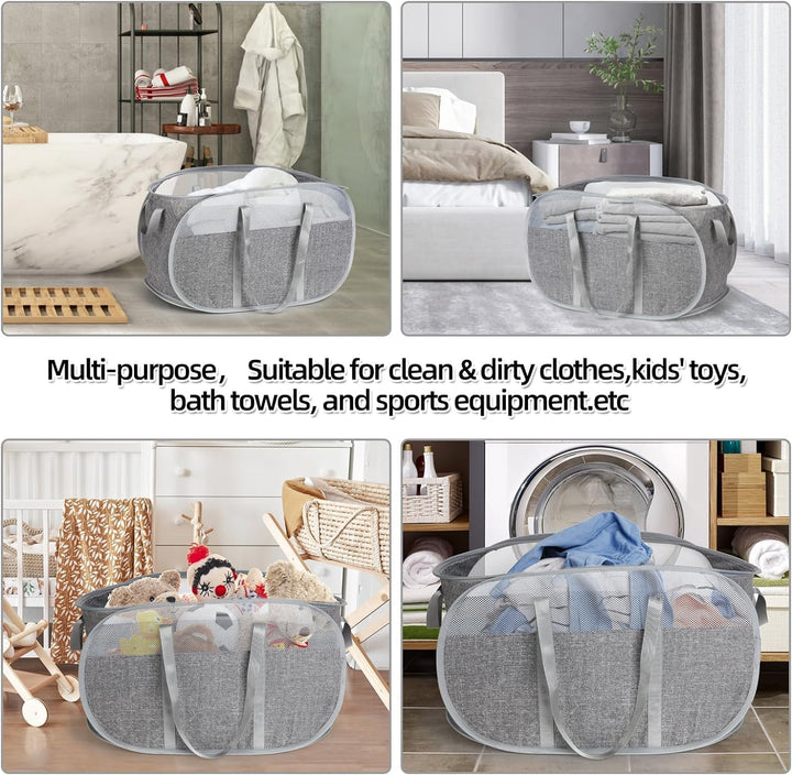 Pop Up Wäschekorb Faltbar Mit Griff - Wäschetonne Klappbar 75L - Aufbewahrungskorb Für Kinderzimmer,