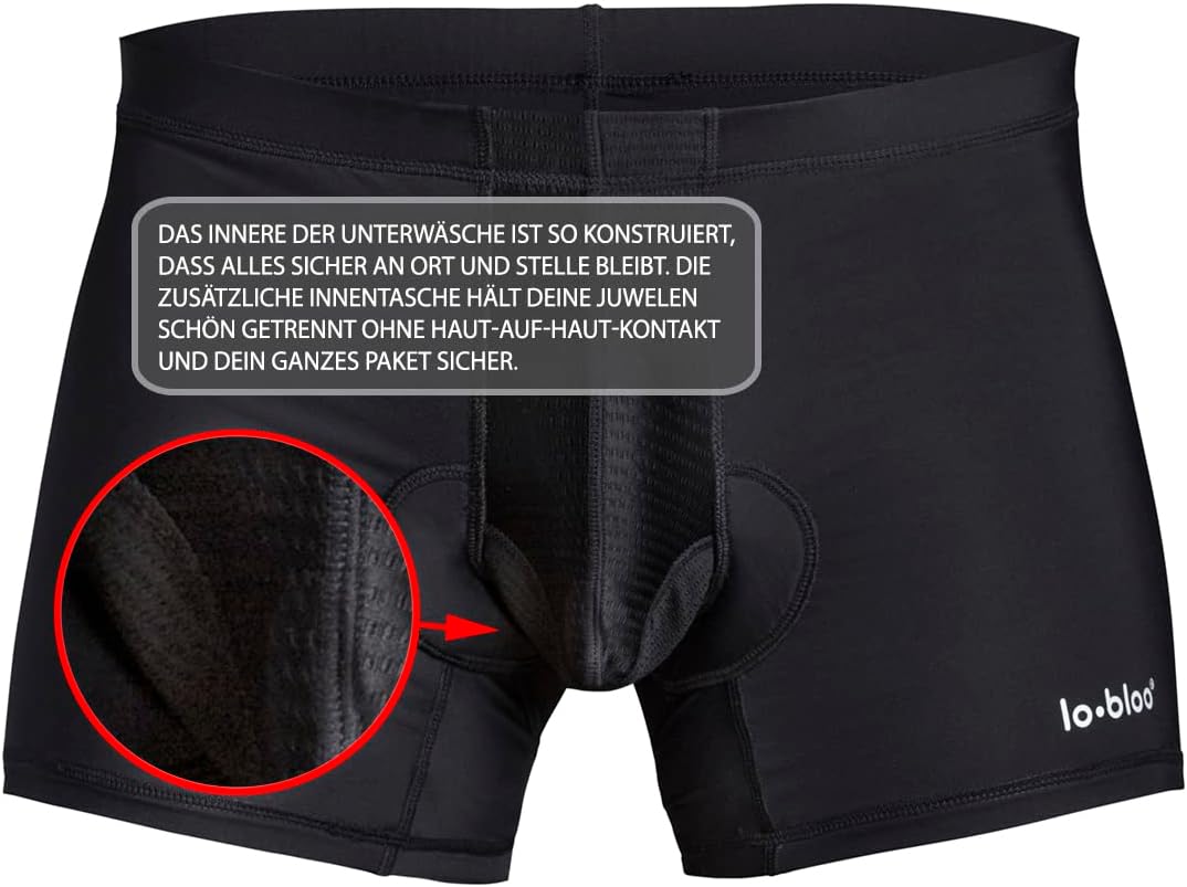 lobloo Schutz-Unterwäsche mit Reverse-System für Herren, Tiefschutz/Suspensorium auf der Aussenseite