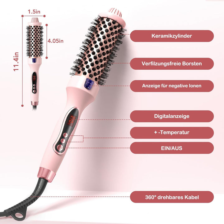 Thermobürste, Thermal Brush Ionische Lockenbürste Erhitzt zur Erzeugung Natürlicher Locken, Haarglät