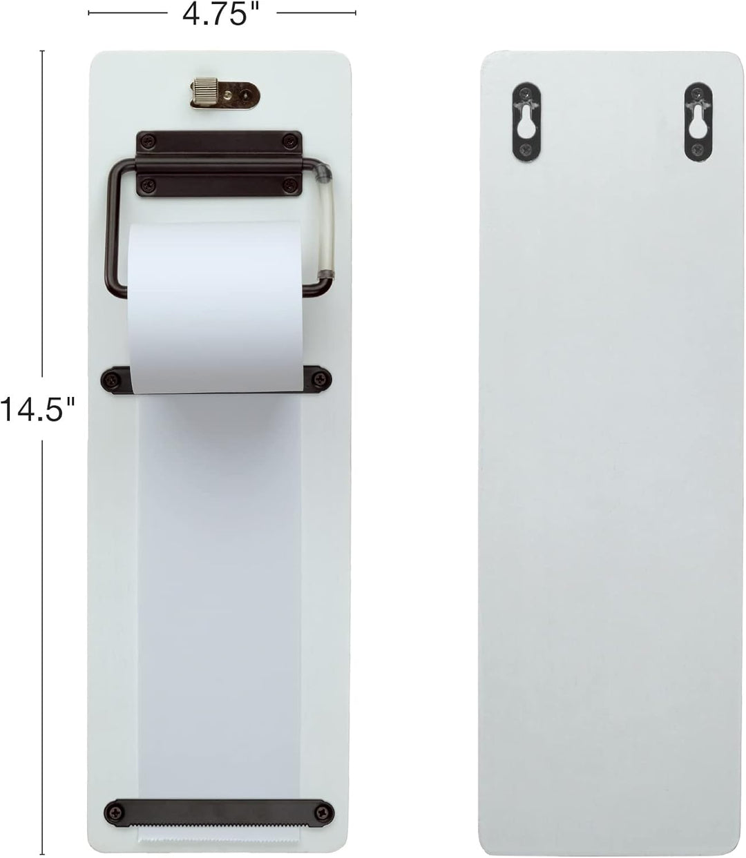 Notizpapierspender zur Wandmontage, mit einer 40 m langen Rolle Papier (weiss), Wei&amp;