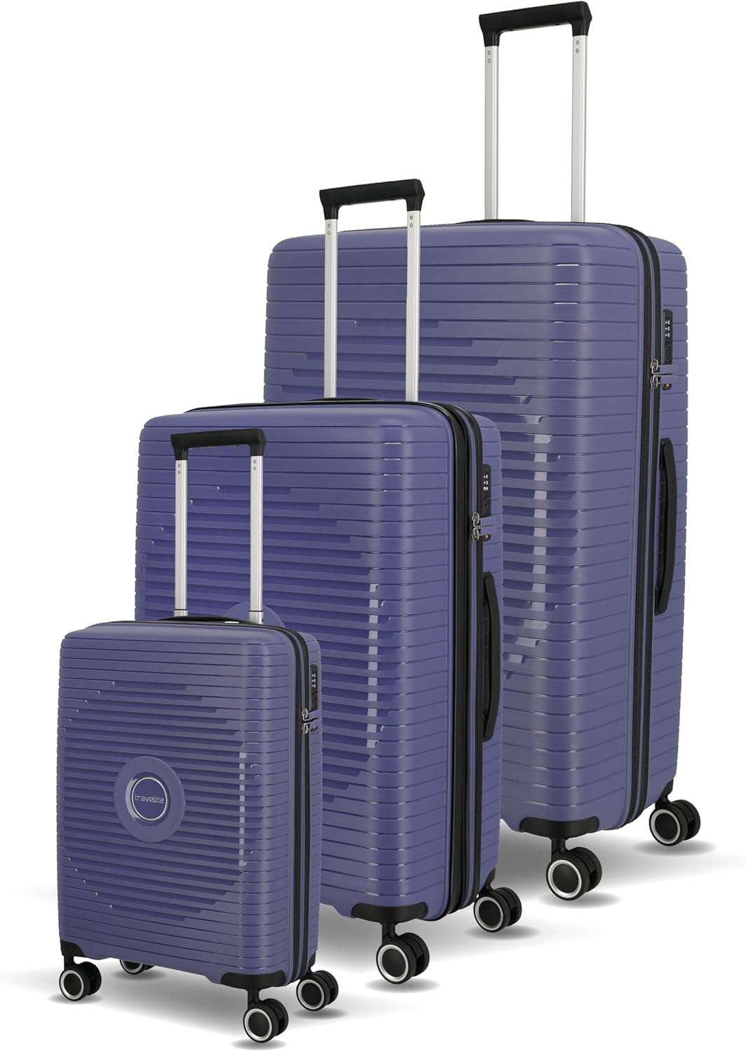 Travelite Hartschalen Kofferset 3teilig, 4 Rollen, ORBITA, Trolleys mit bruchsicherer Schale und pra