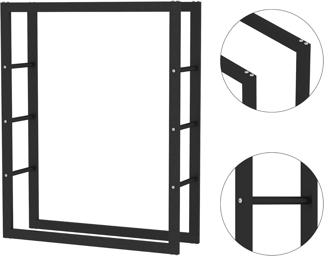 SCHMIDT security tools Kaminholzregal 80x25x100cm Stahl Schwarz Brennholzregal Holzstapelhilfe Holzu