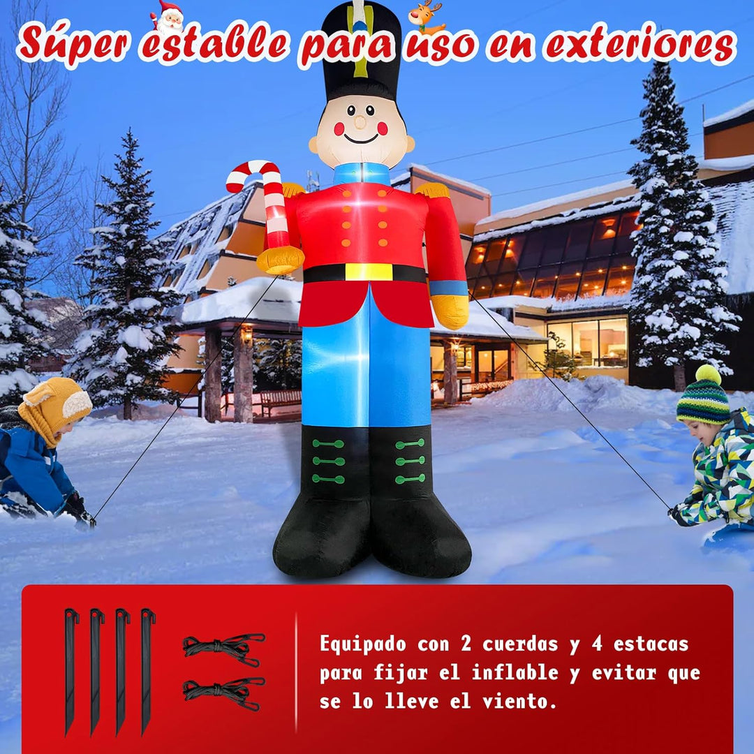Danxilu 3,6m Aufblasbarer Nussknacker Soldat mit Zuckerstange Weihnachts Dekoration für Draussen Ein