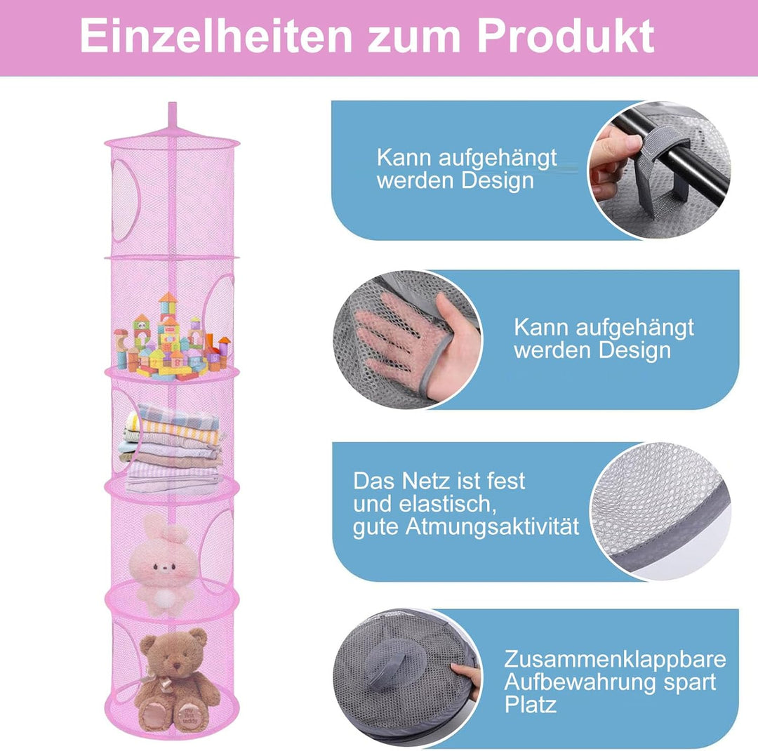 Hängeaufbewahrung, 2 Stück Faltbare Hängeaufbewahrung Organizer, 5 Fächer Hängeregal Mesh Hängende N