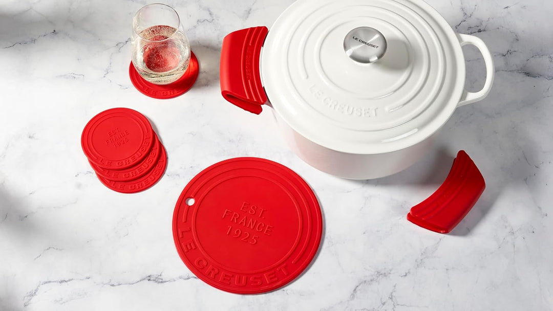 Le Creuset 2er-Set Griffschutz aus Silikon, Anpassungsfähig, Hitzebeständig bis 250°C, Kirschrot, 93