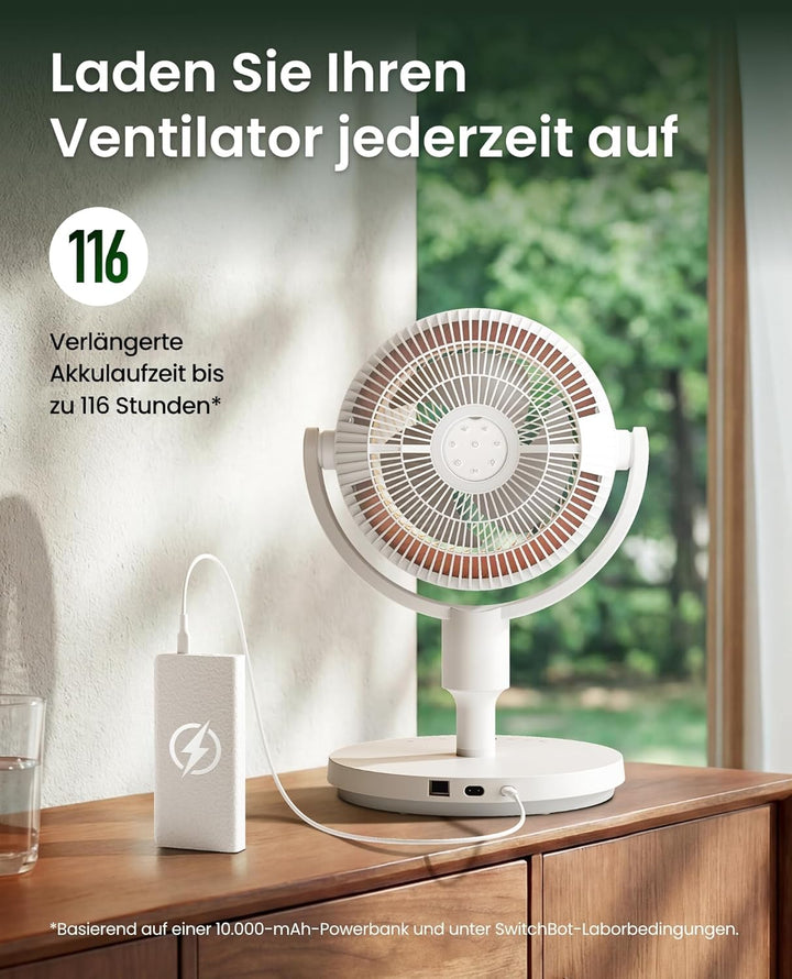SwitchBot Standventilator mit Luftzirkulation mit RGB-Beleuchtung, 22 dB-ultra-leise, Fernbedienung,
