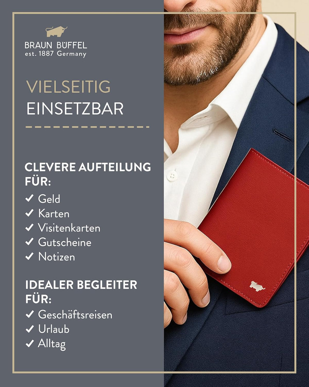 BRAUN BÜFFEL - Geldbörse Herren aus echtem Rindleder Golf 2.0 - Geldbeutel Portmonee für Männer mit