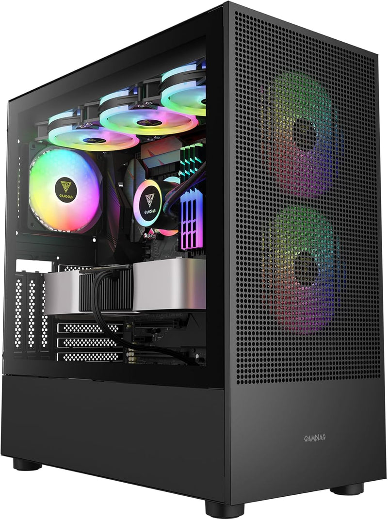 GAMDIAS TALOS M3 MESH ATX Gaming Midi-Tower PC-Gehäuse, Enthält 3 x 120mm ARGB PWM-Lüfter mit Lüfter