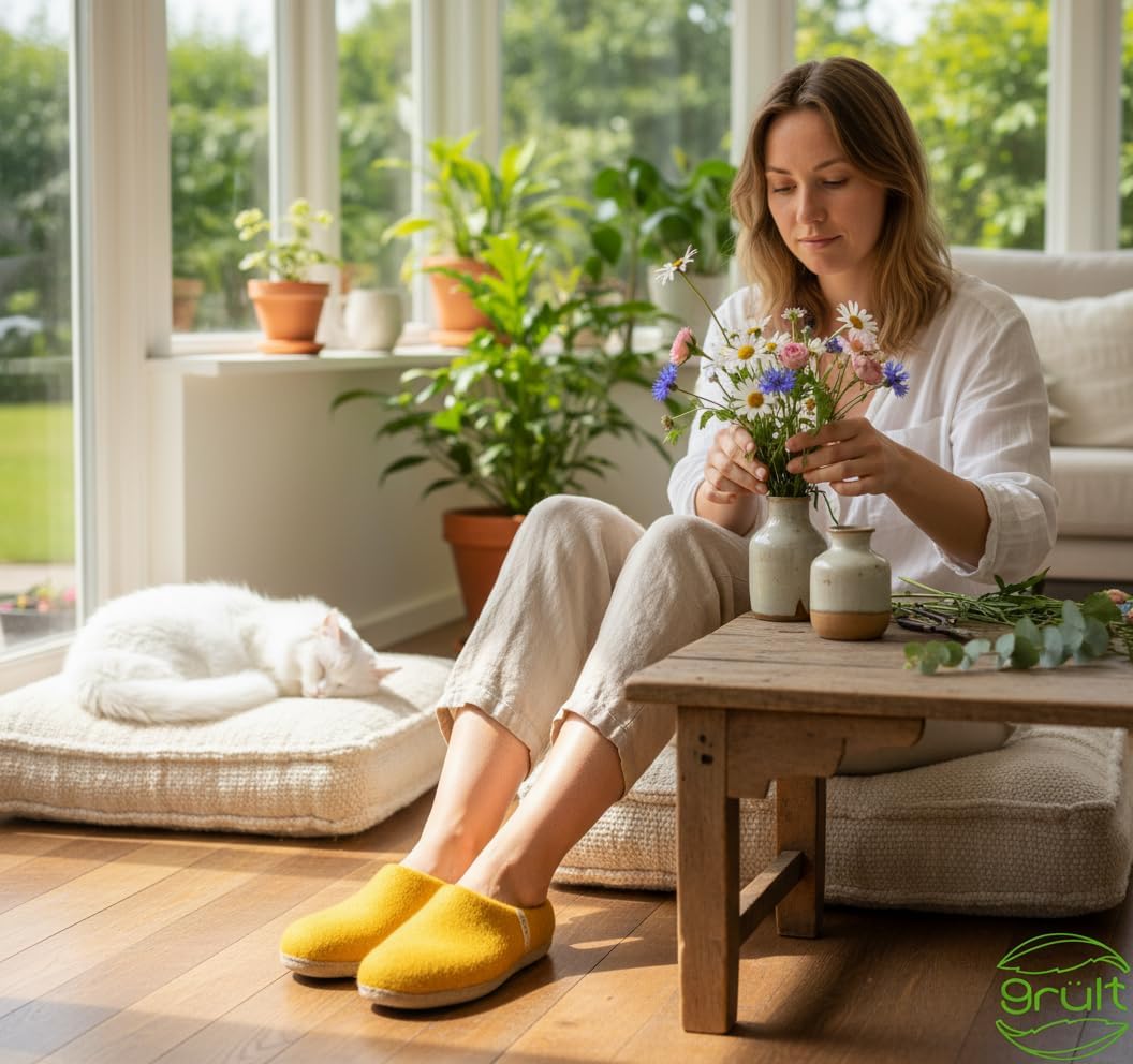 Filzpantoffeln aus Wolle, Hausschuhe für Damen &amp; Herren, Kuschelig &amp; Cozy, Premiumqualität, Rutschfe