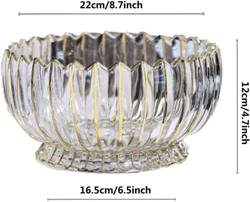 Handbemalte runde Kristallglas-Obstschale mit Fuss, 22,1 cm Durchmesser, elegante dekorative Obst-/S