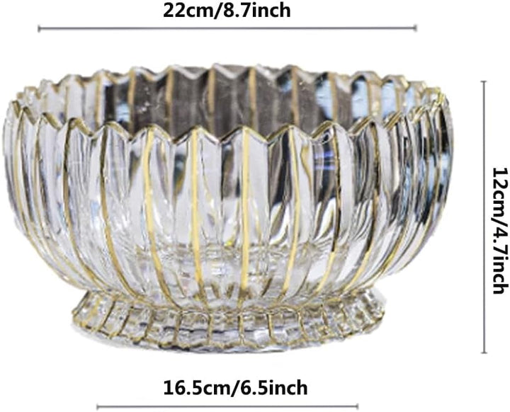 Handbemalte runde Kristallglas-Obstschale mit Fuss, 22,1 cm Durchmesser, elegante dekorative Obst-/S
