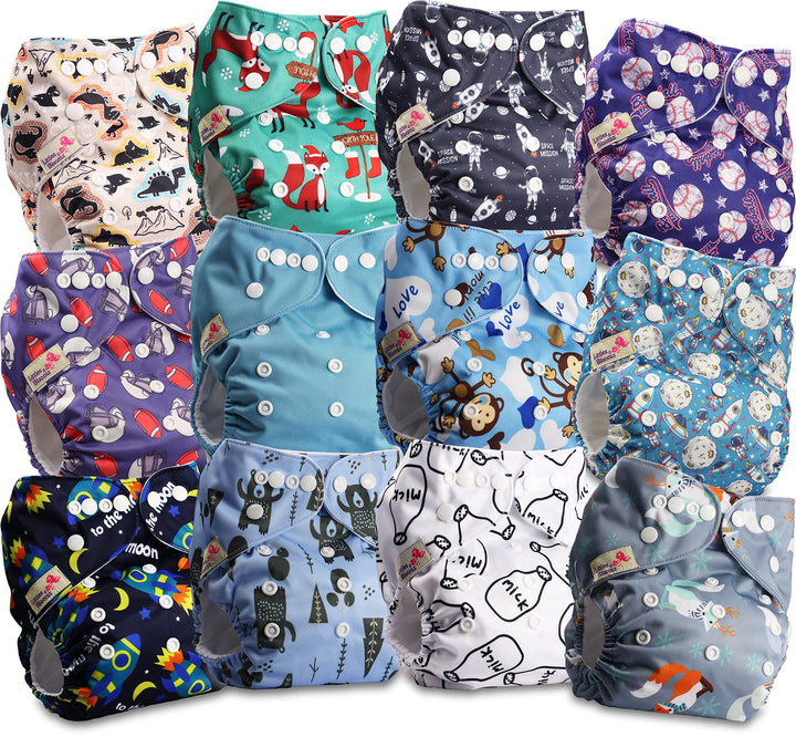 Littles and Bloomz FLP2-1204 Windel, wiederverwendbar, Standard-Popper, 12 Windeln 1204 12 Stück (1e