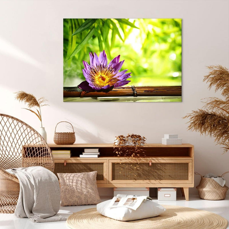 ARTTOR Bilder auf Leinwand 100x70cm Leinwandbild Asien spa bambus blume Gross Wanddeko Bild Schlafzi