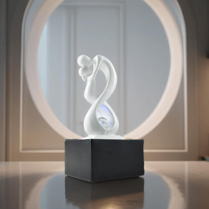 Zen'Light - Moderner Zimmerbrunnen Amor Schwarz&Weiss mit Farbigem LED-Licht - Abnehmbare Skulptur -