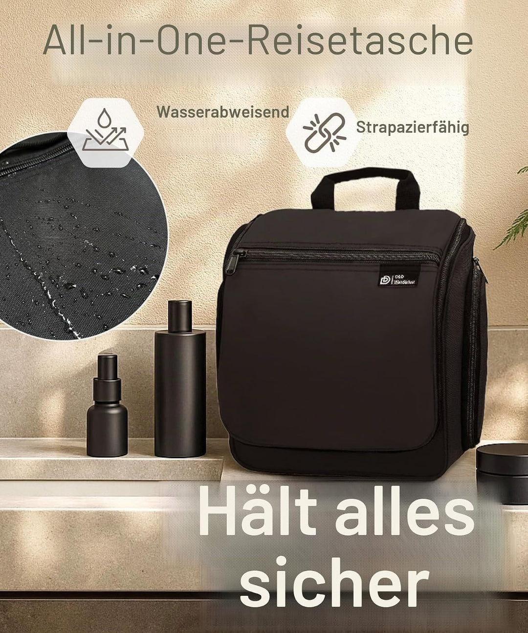 D&D - Kulturbeutel zum Aufhängen – Designer-Reise-Organizer für Make-up und Toilettenartikel für Dam