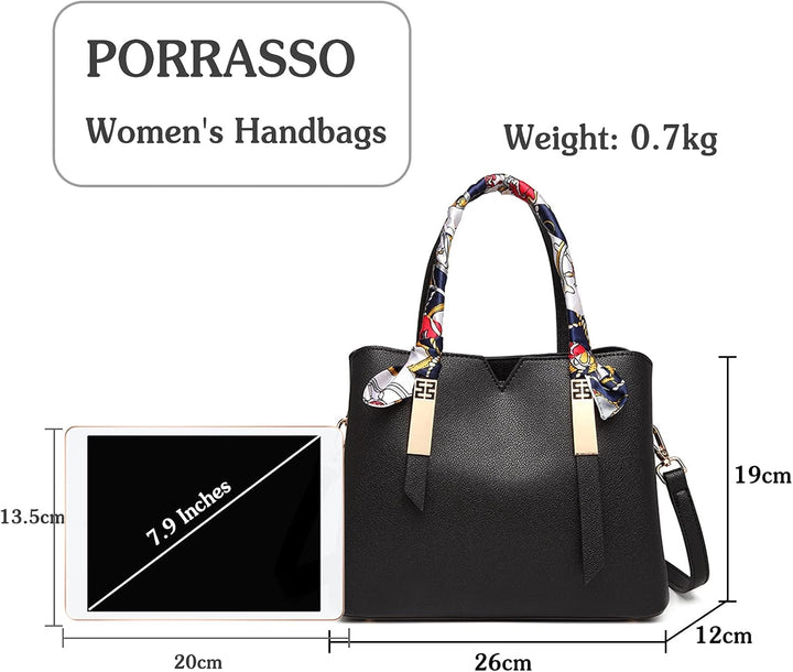 PORRASSO Damen Handtasche Mode Henkeltasche Schultertasche Wasserdicht Umhängetasche Beuteltasche To