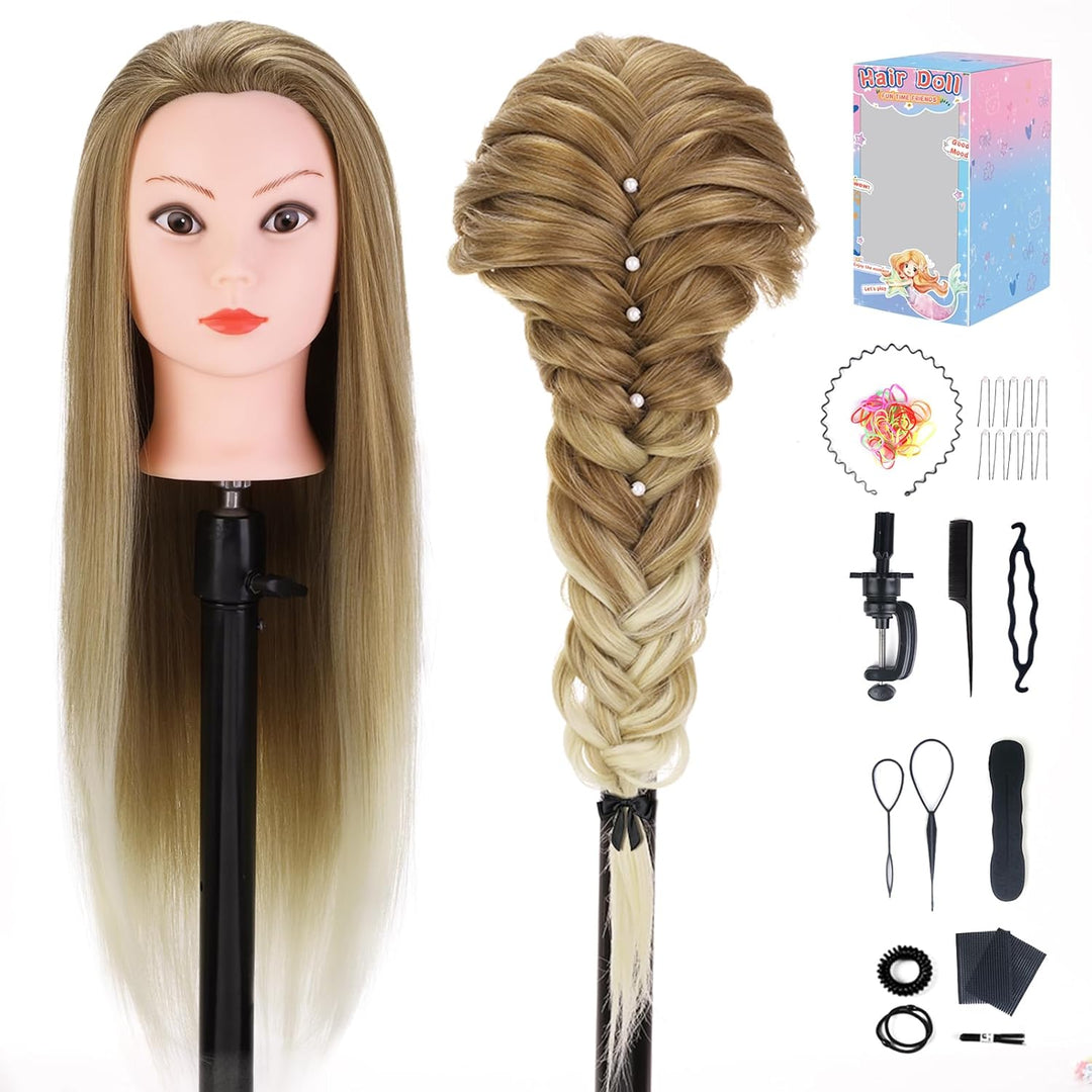 Frisierkopf Echthaar, TopDirect 75cm/29.5 Zoll 100% Synthetisches Haar Trainingsköpfe für Friseure,