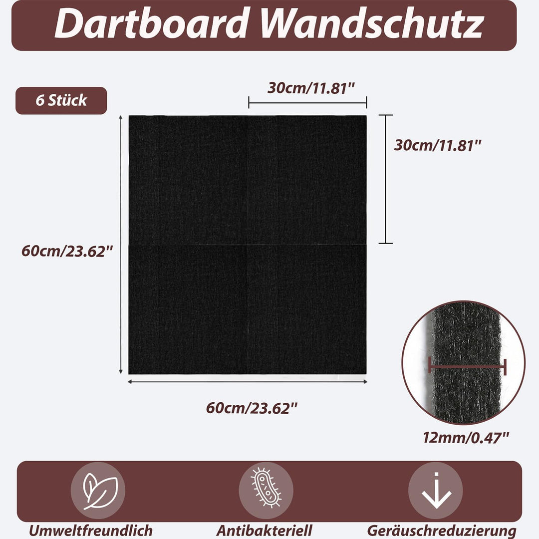 Dart Wandschutz Selbstklebend,Gespleisst Wandschutz Dartscheibe, Filz Dart Schutz Wand Schallschutz,