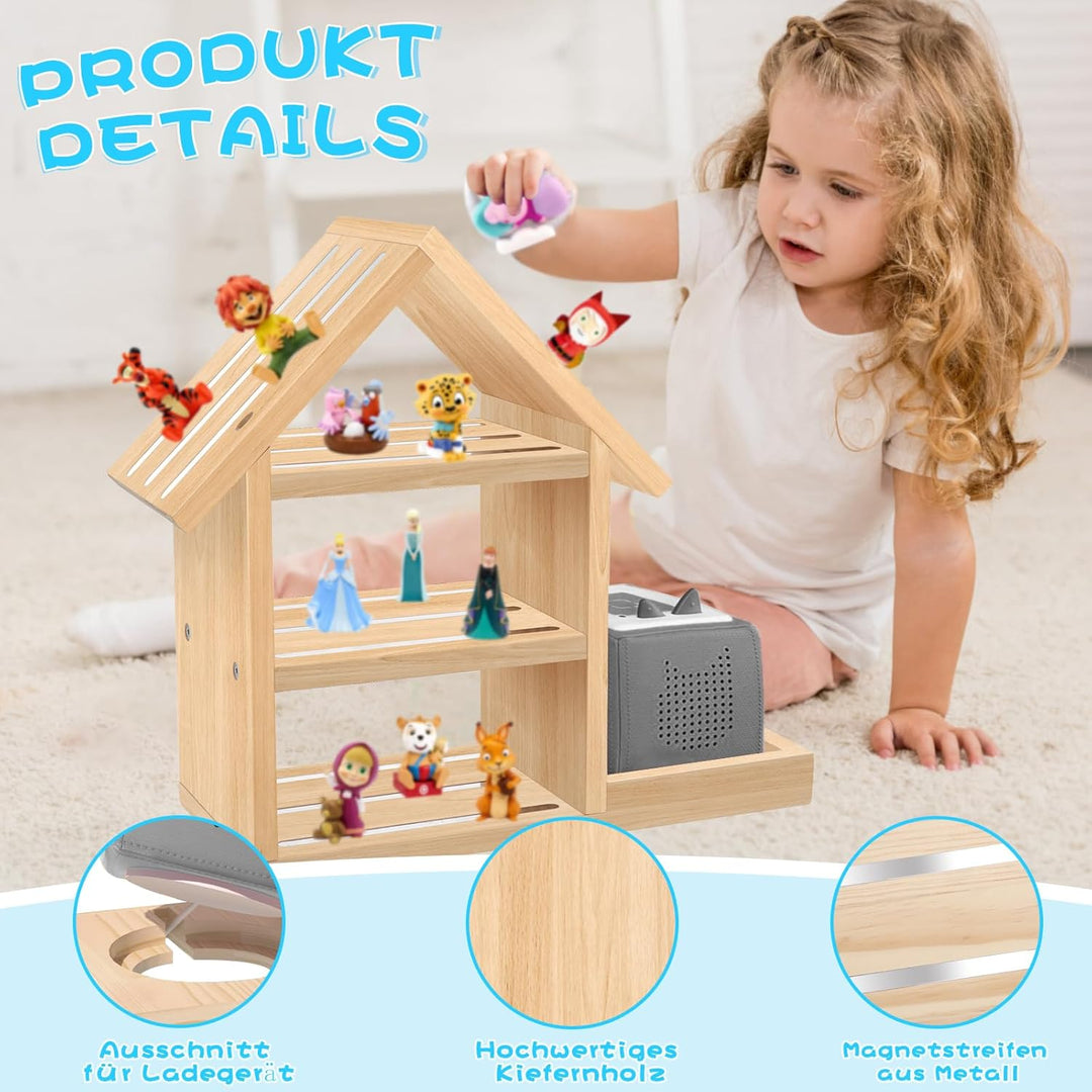 Tonie Regal Kinderzimmer Hausform für bis zu 85 Tonie| Magnetisches Toniebox Regal für Tonie Box und