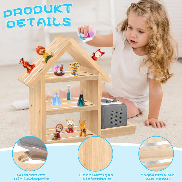 Tonie Regal Kinderzimmer Hausform für bis zu 85 Tonie| Magnetisches Toniebox Regal für Tonie Box und