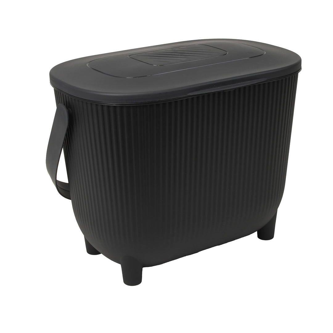 EDA - Komposteimer 10 l mit Kohlefilter – XXL-Öffnung – Geruchsfilter – modernes Design – Schwarz