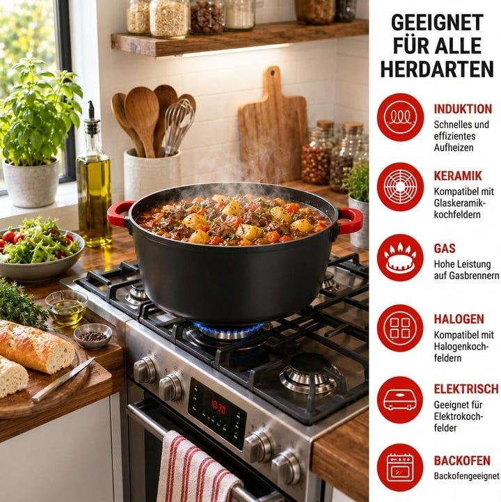 Royal Swiss Kochtopf 44 cm – 25,5 Liter – Aluminiumguss mit Marmorbeschichtung – Induktion geeignet