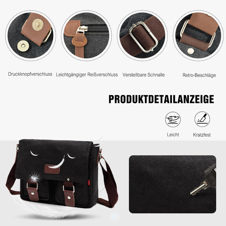 FANDARE Neu Retro Messenger Bag Umhängetasche Schultertasche 14 Zoll Laptoprucksäcke Herren Tasche K
