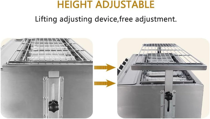 6 burner BBQ grill Outdoor Smokeless LPG Gas grill Stainless Steel Glass Shield Net Size 78cm*25cm A